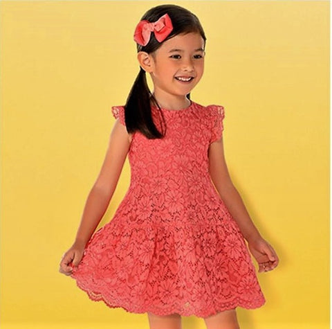 Coral Lace Dress Girl Mayoral 3934