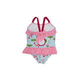 Cute & Koi w/ Hamptons Hot Pink Rodeo Dr. Ruffle Swimsuit Beaufort Bonnet Company