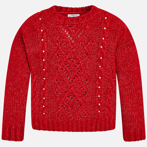 Red Sweater with Pearls - Mayoral Tween 7310 Red