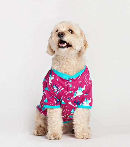Retro Ski Dogs Pink Dog Pajama - Little Blue House By: Hatley – 2